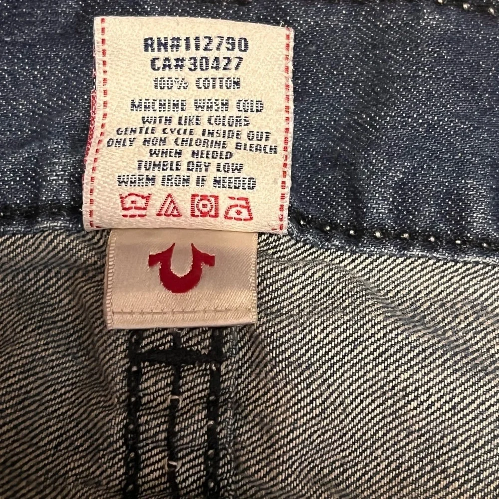Vintage Y2K True Religion Jeans Men’s Straight Embroidered Logo Blue 36 X 32
